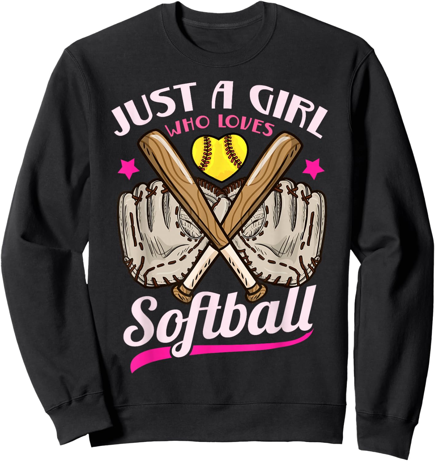 Softball Just a Girl Who Loves Softball Softball Player Sweatshirt - Sweatshirt | Black