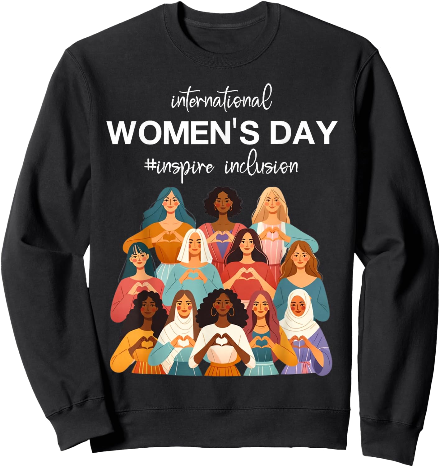 8th March Happy International Women's Day Inspire Inclusion Sweatshirt - Sweatshirt | Black