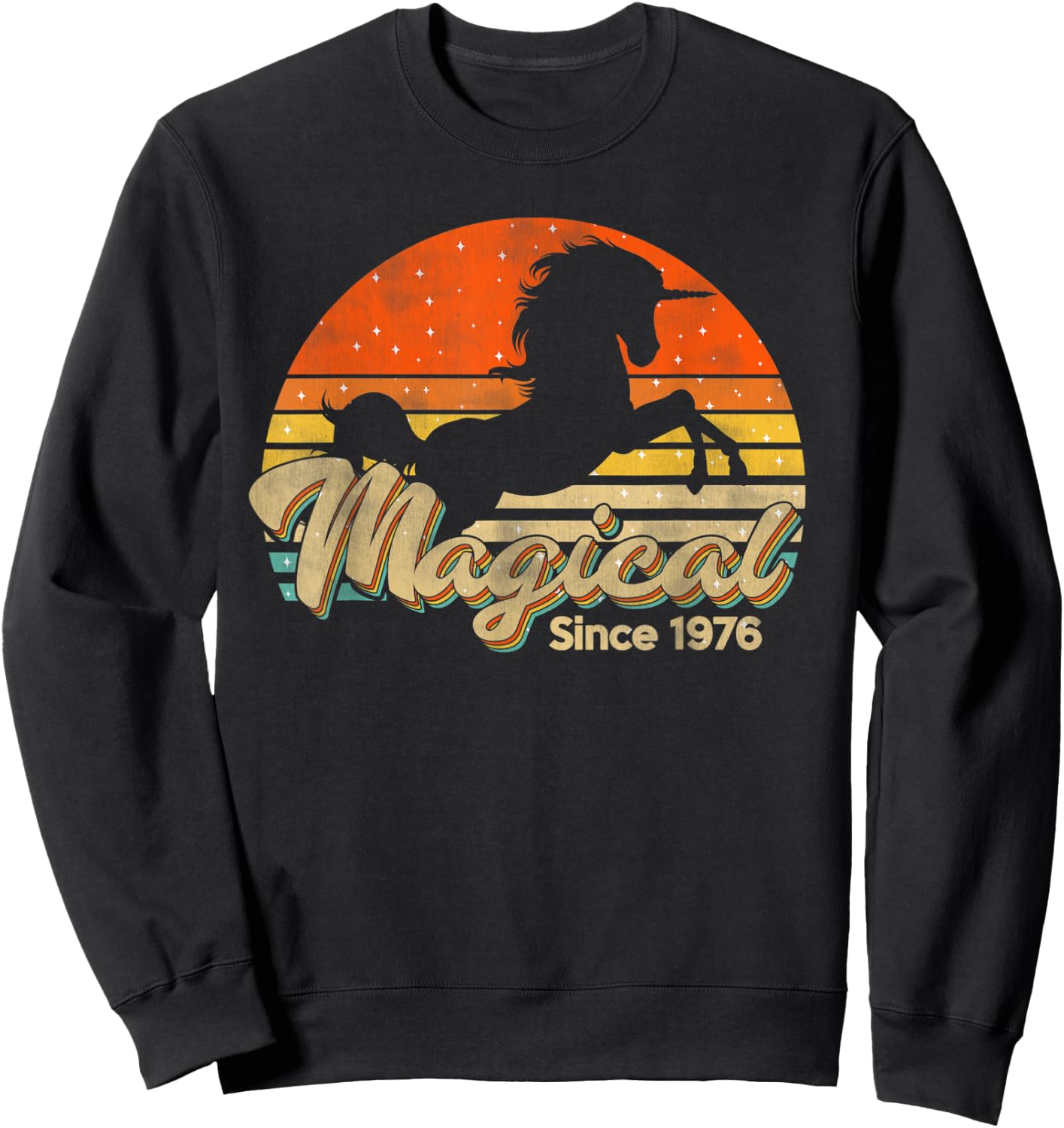 Vintage 44 Birthday Gift Magical Since 1976 Bday Party Sweatshirt - Sweatshirt | Black