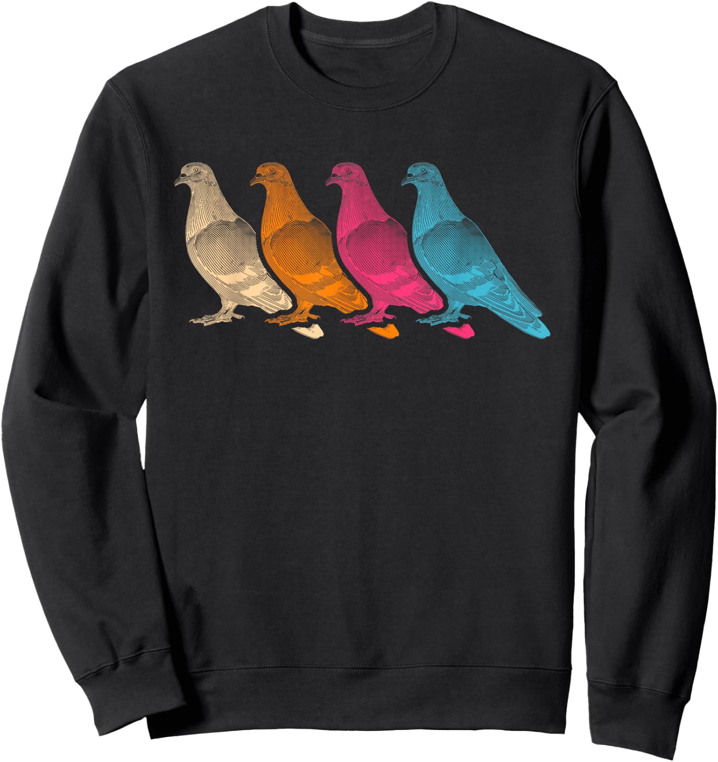 Colorful Pigeon Sweatshirt - Sweatshirt | Black