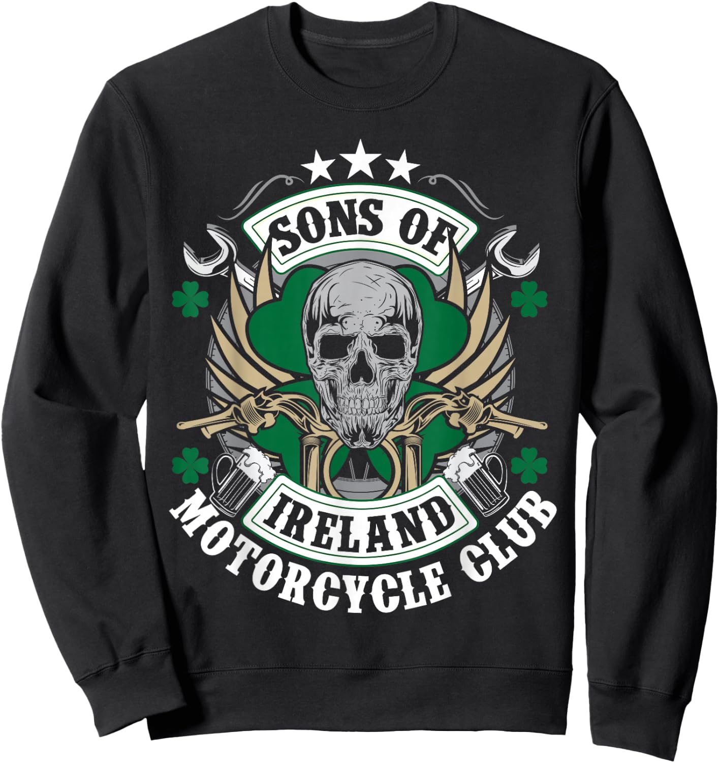 Sons Of Ireland Motorcycle Club Biker Skull Sweatshirt - Sweatshirt | Black