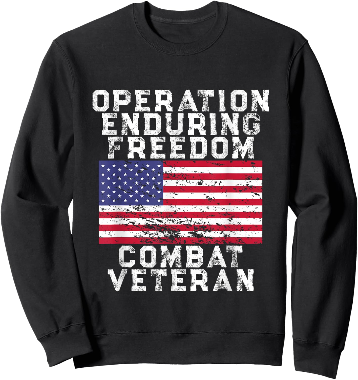 Operation Enduring Freedom Combat Veteran - Vintage US Flag Sweatshirt - Sweatshirt | Black