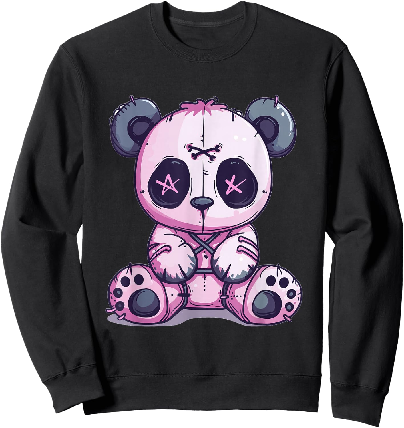 Goth Pastel Cute Creepy Kawaii Panda Voodoo Doll Sweatshirt - Sweatshirt | Black