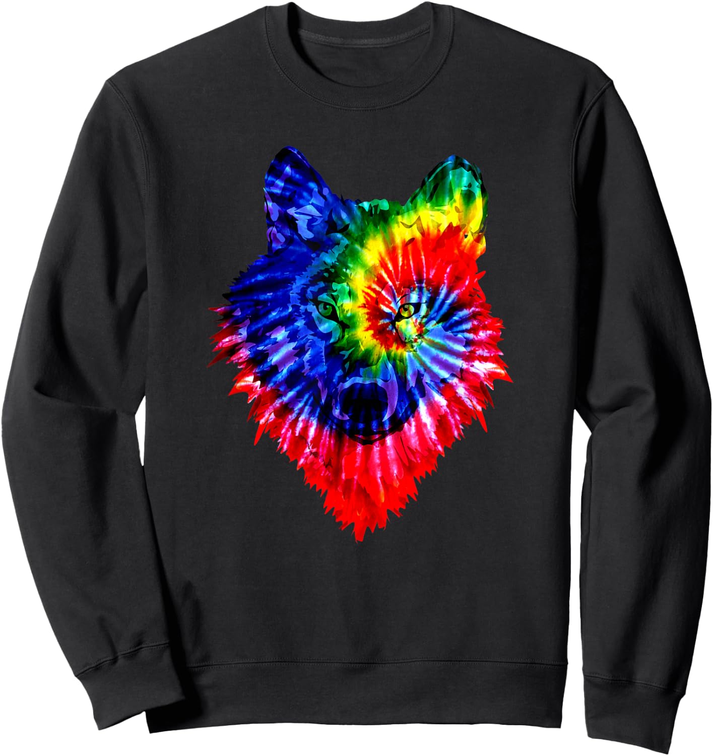 Tie Dye Wolf Wild Animal Wolves Colourful Fun Wildlife Sweatshirt - Sweatshirt | Black