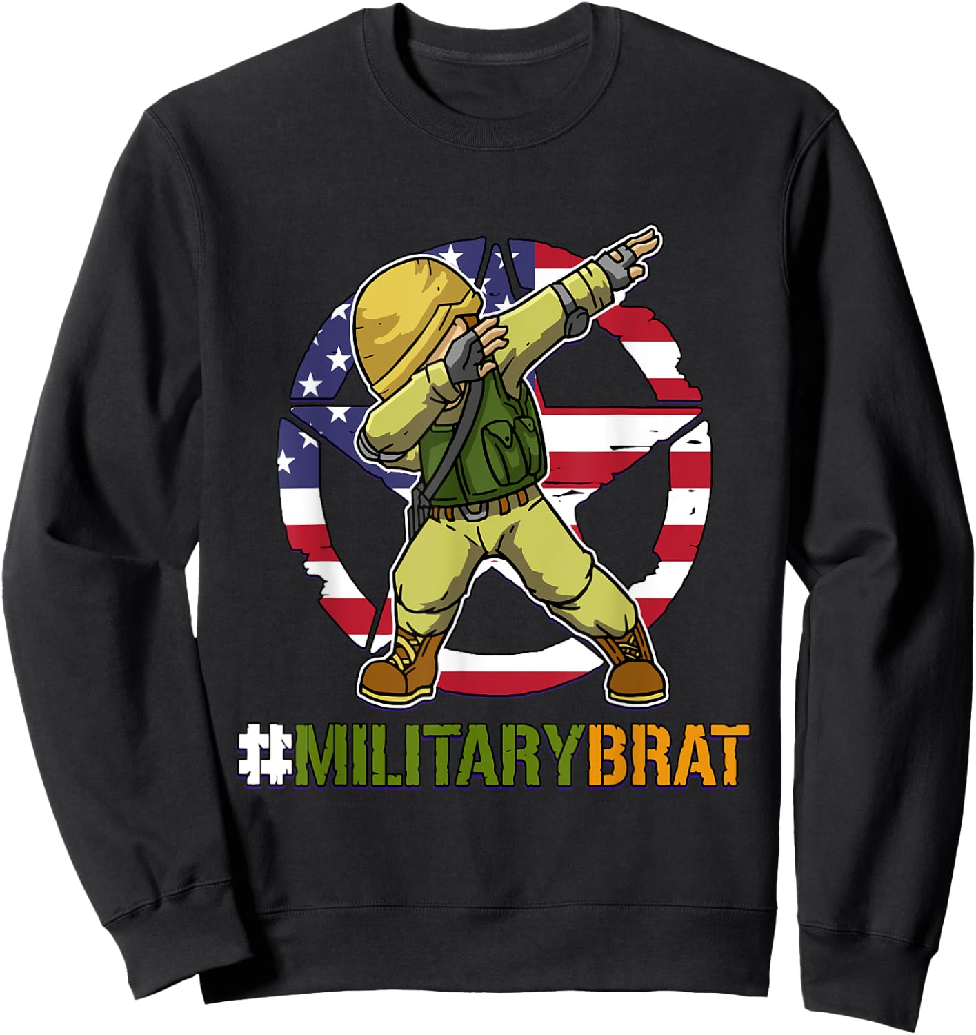 Purple Up Military Brat Dabbing Boys Military Child Month Sweatshirt - Sweatshirt | Black