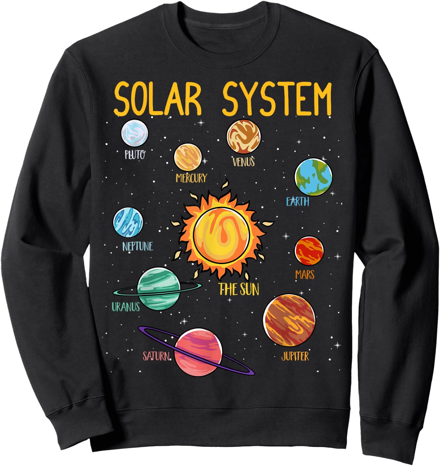 Solar System Planets Science Space Boys Girls STEM Kids Sweatshirt - Sweatshirt | Black