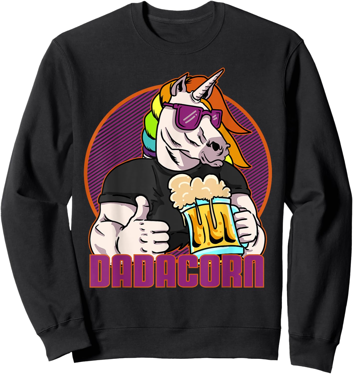 Daddycorn Father & Father's Day Gift Unicorn Dad Sweatshirt - Sweatshirt | Black