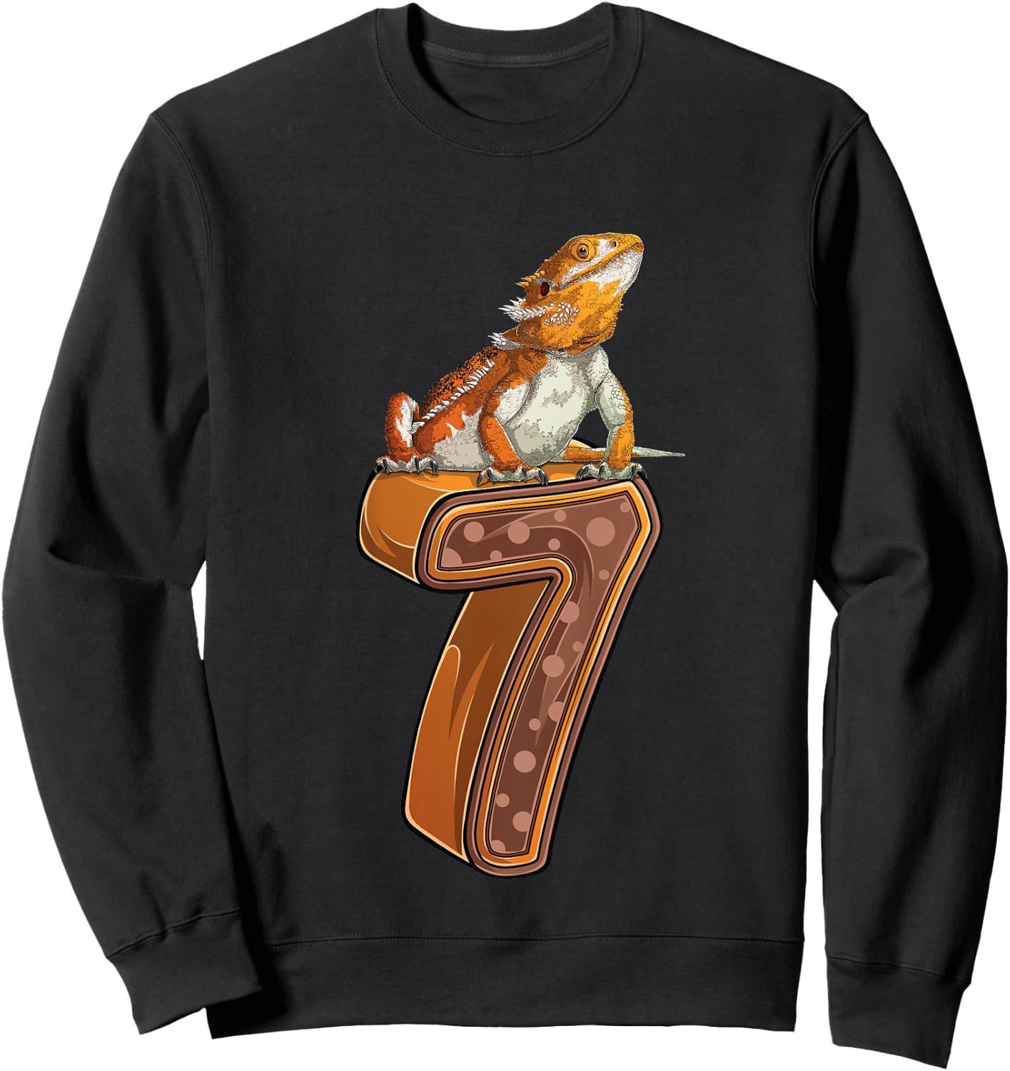 7 Year Old Bearded dragon Reptile 7th Birthday Party B-day Sweatshirt - Sweatshirt | Black