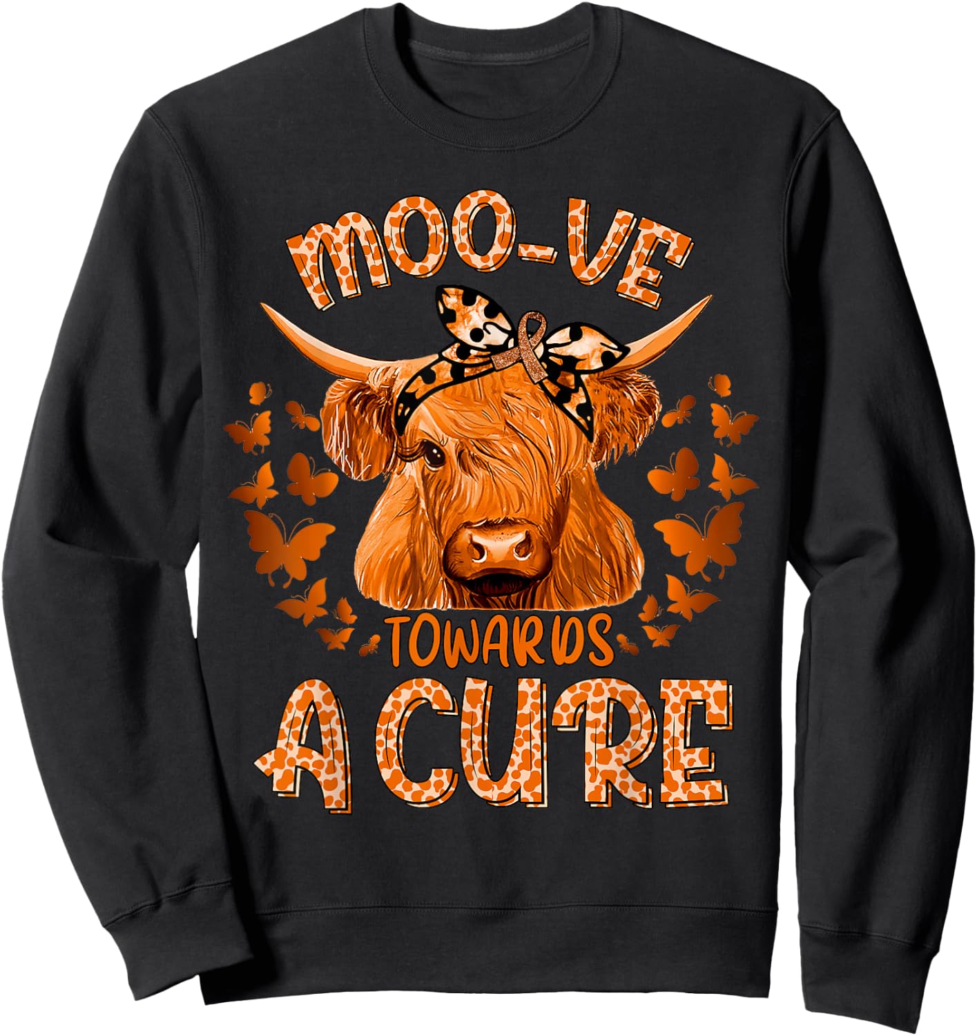 Funny Cow Moo Kidney Cancer Towards a Cure Sweatshirt - Sweatshirt | Black