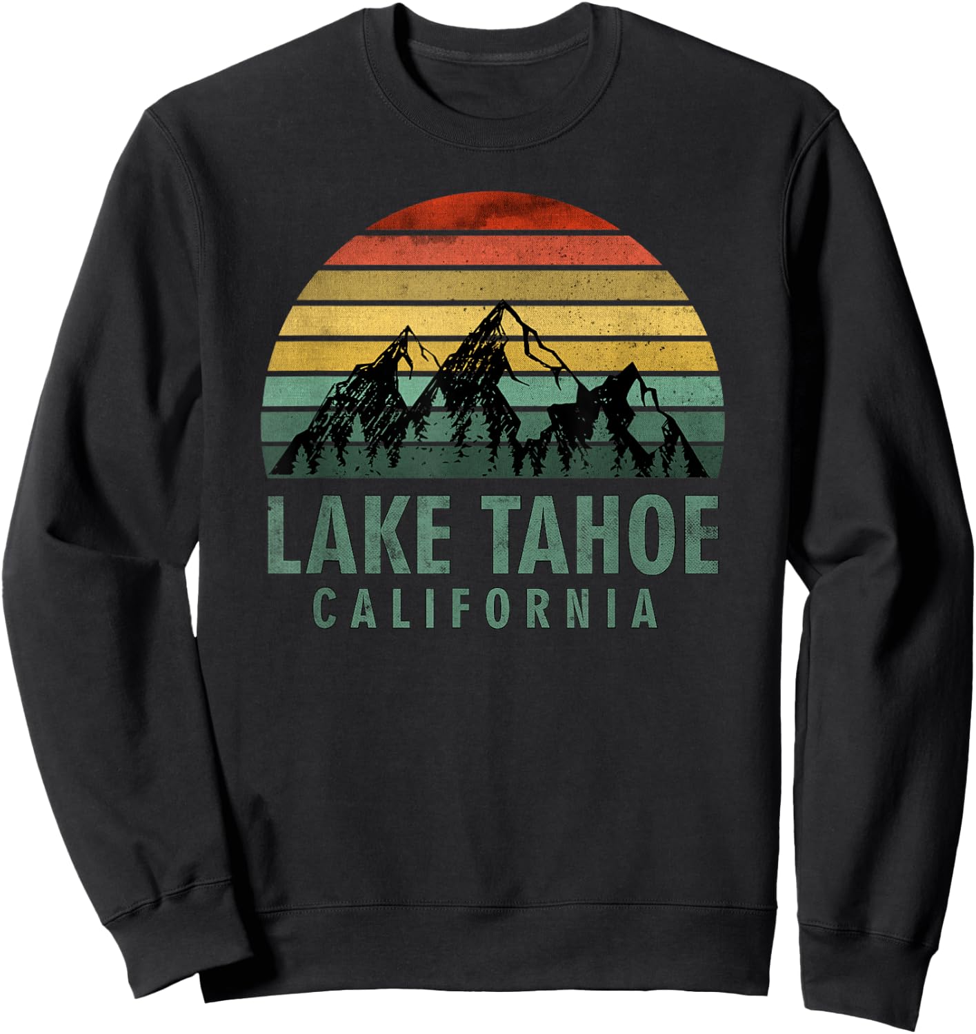Lake Tahoe California Vintage Mountains Hiking Camping Sweatshirt - Sweatshirt | Black