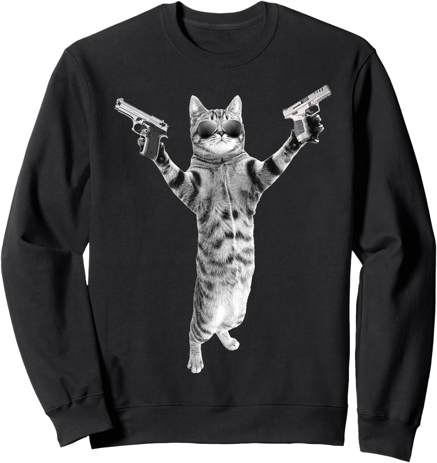 Kitty Cat With Gun-Birthday and Halloween Cat Costume Men Women Sweatshirt - Sweatshirt | Black