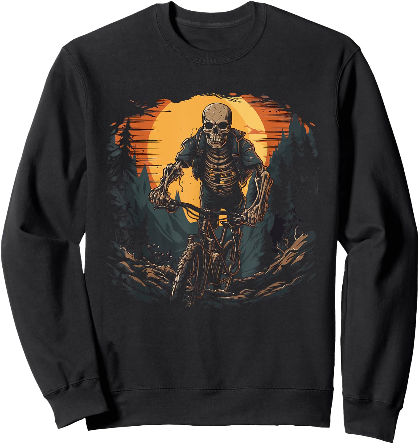 Mountain Bike Skeleton Halloween Sweatshirt - Sweatshirt | Black