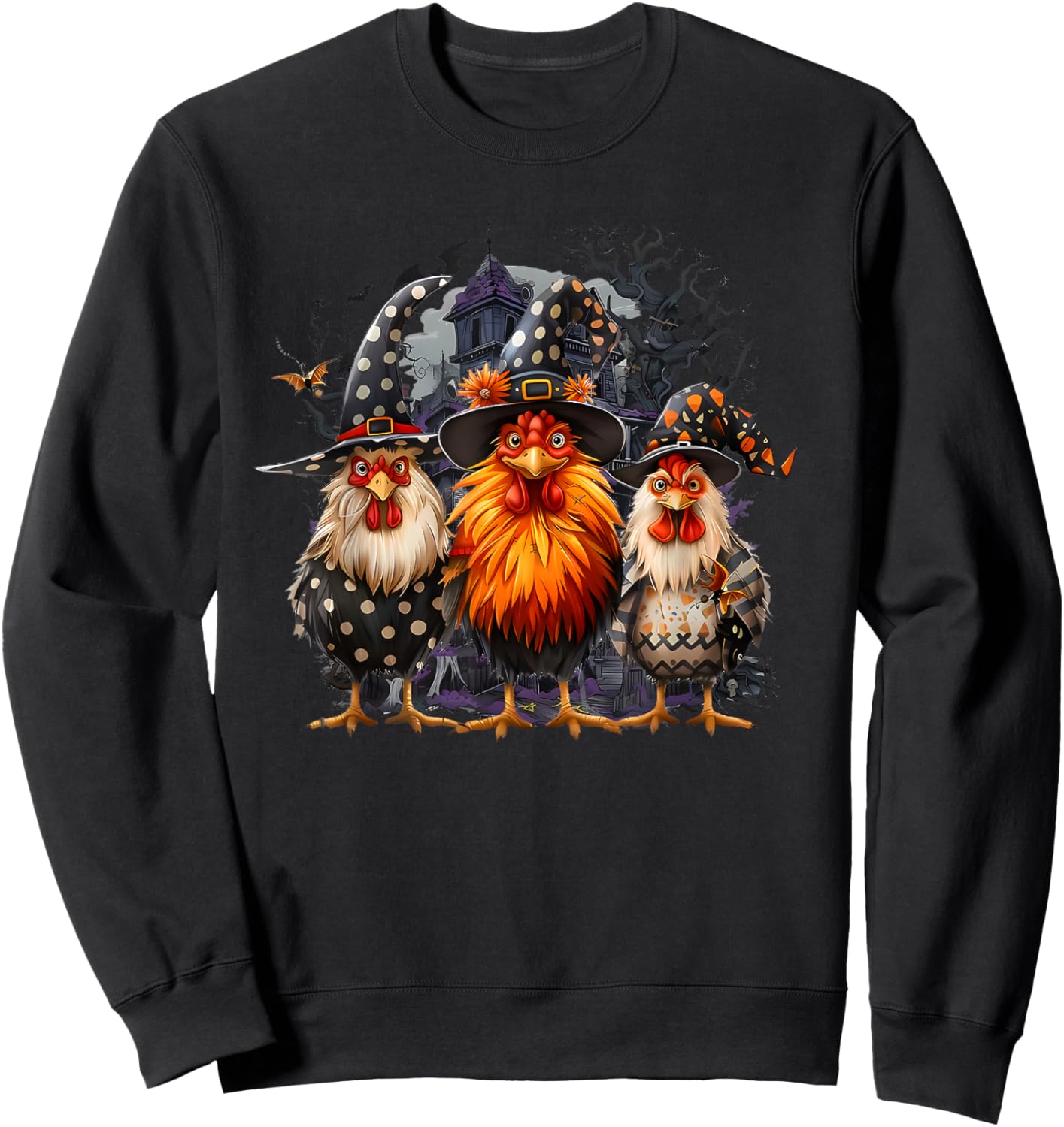 Spooky Witch Chickens Sweatshirt - Sweatshirt | Black