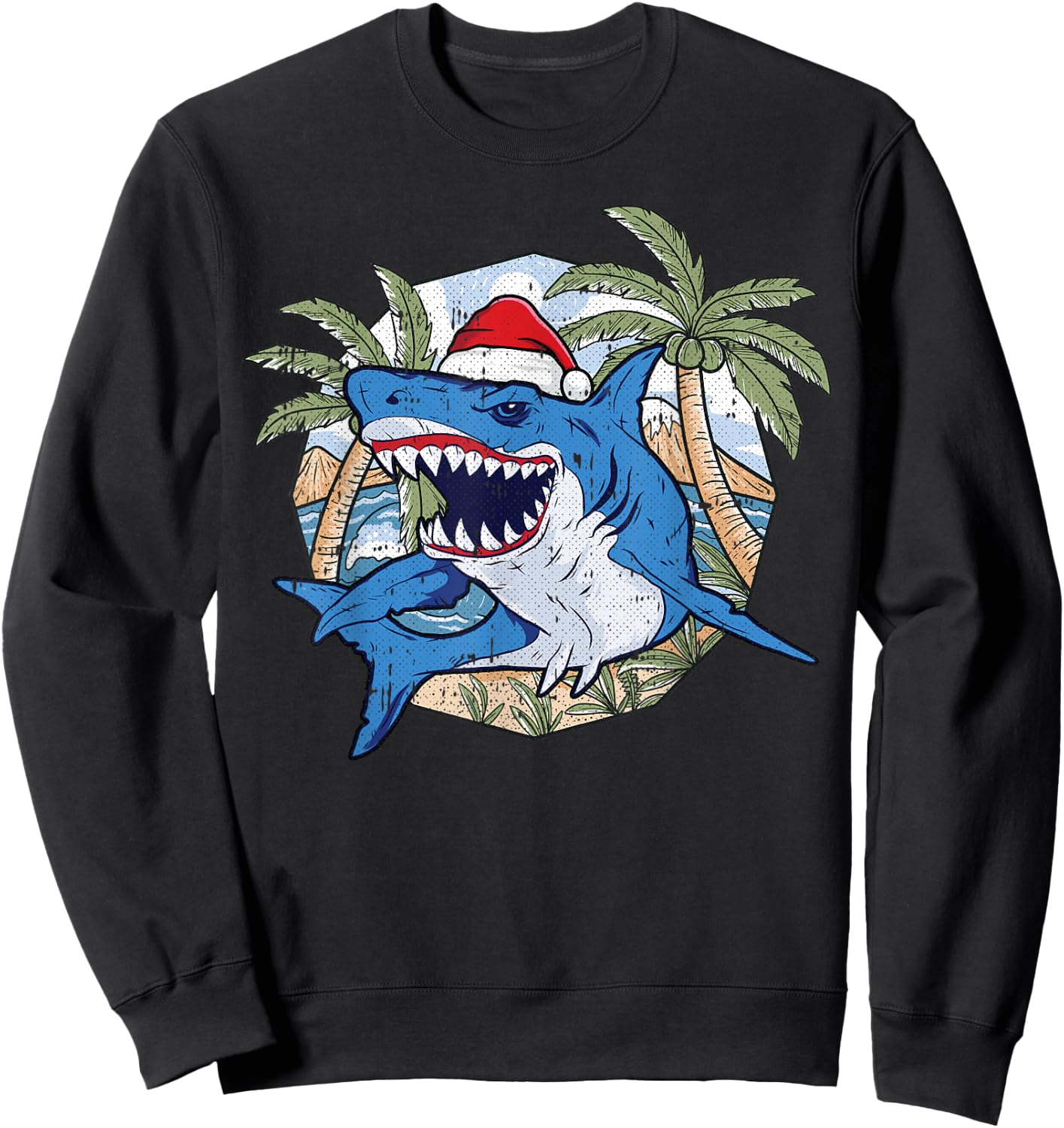 Shark Christmas In July Tropical Beach Summer Vacation Women Kids Sweatshirt - Sweatshirt | Black
