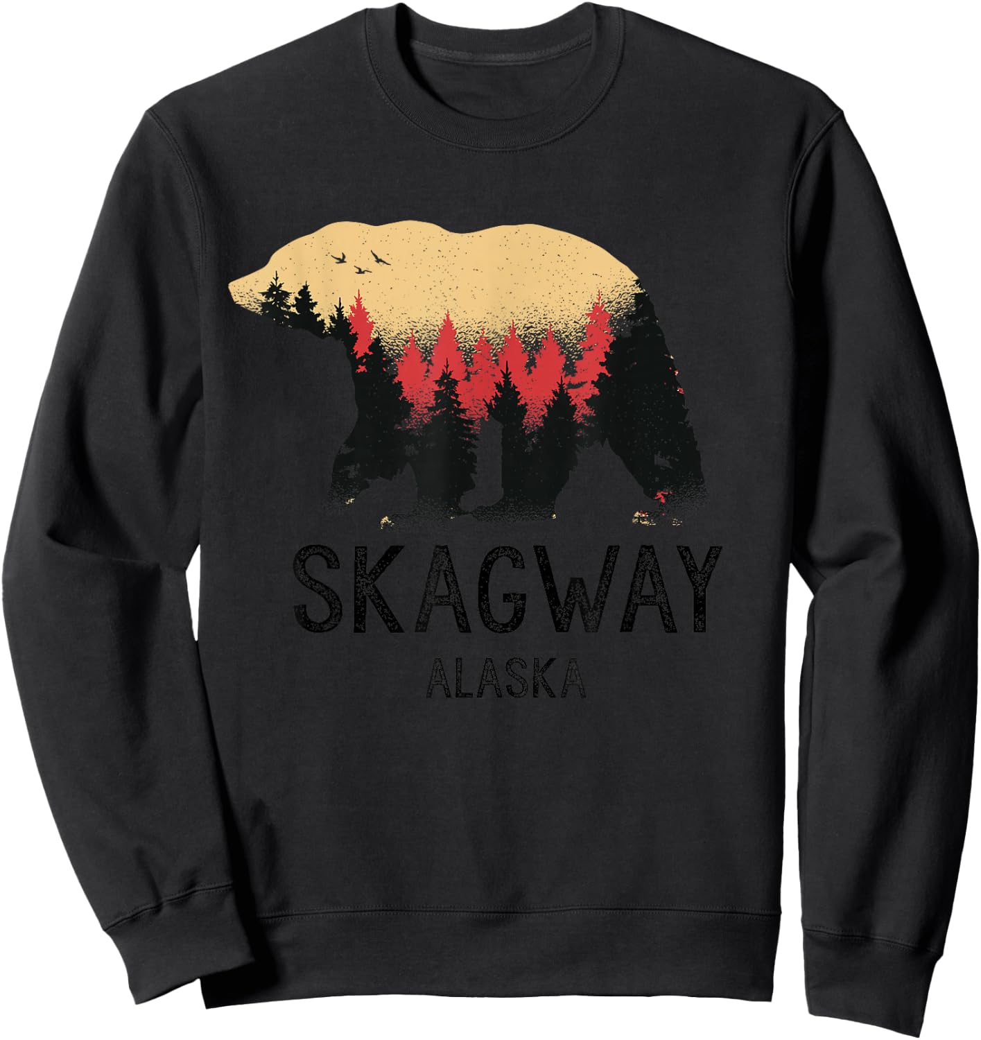 Skagway Alaska Vintage Grizzly Bear Nature Souvenir Gift Sweatshirt - Sweatshirt | Black