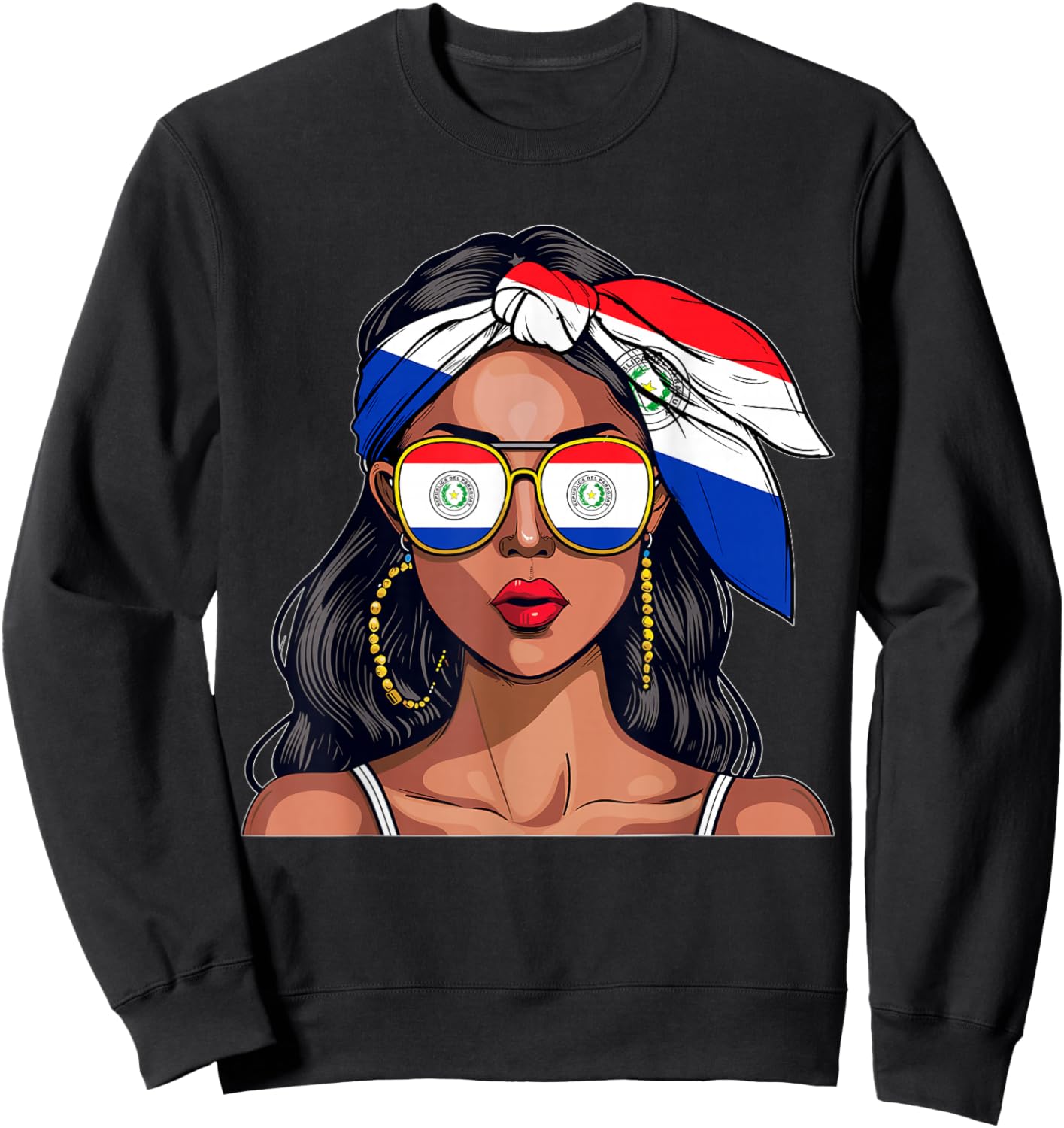 Paraguayan Souvenirs Products Woman Flag Uniform Paraguay Sweatshirt - Sweatshirt | Black