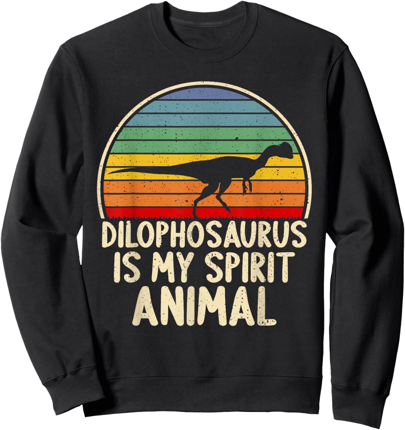 Dilophosaurus My Spirit Animal Dinosaur Lover Vintage Retro Sweatshirt - Sweatshirt | Black