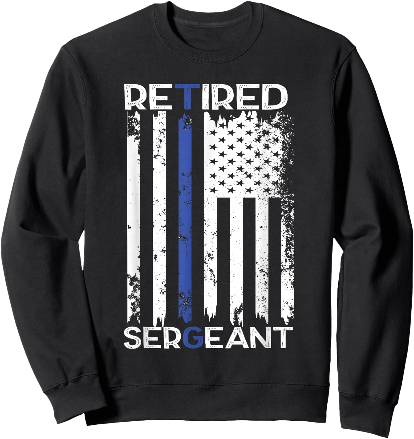 Thin Blue Line Retired Police Sergeant Retirement Gift Sweatshirt - Sweatshirt | Black