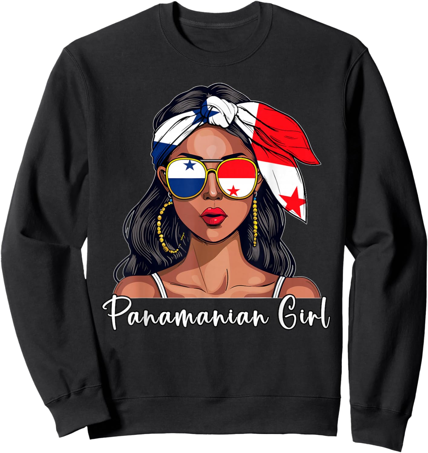 Panamanian Souvenirs Products Woman Flag Girl Panama Sweatshirt - Sweatshirt | Black