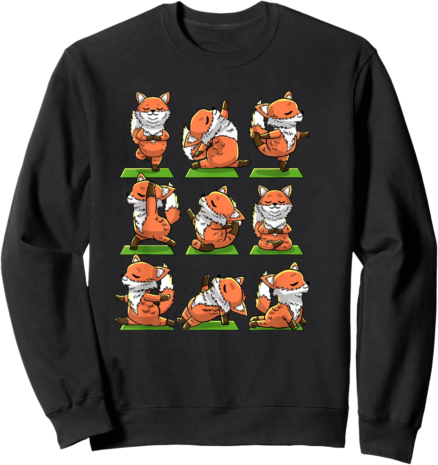 Yoga Foxes Pose Funny Meditation Exercise Animal Lover Gift Sweatshirt - Sweatshirt | Black