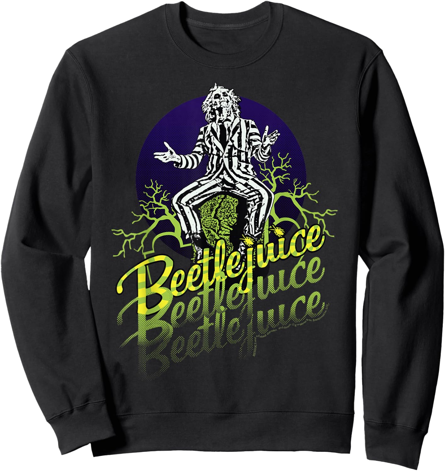 Beetlejuice Three Times Text Portrait Sweatshirt - Sweatshirt | Black