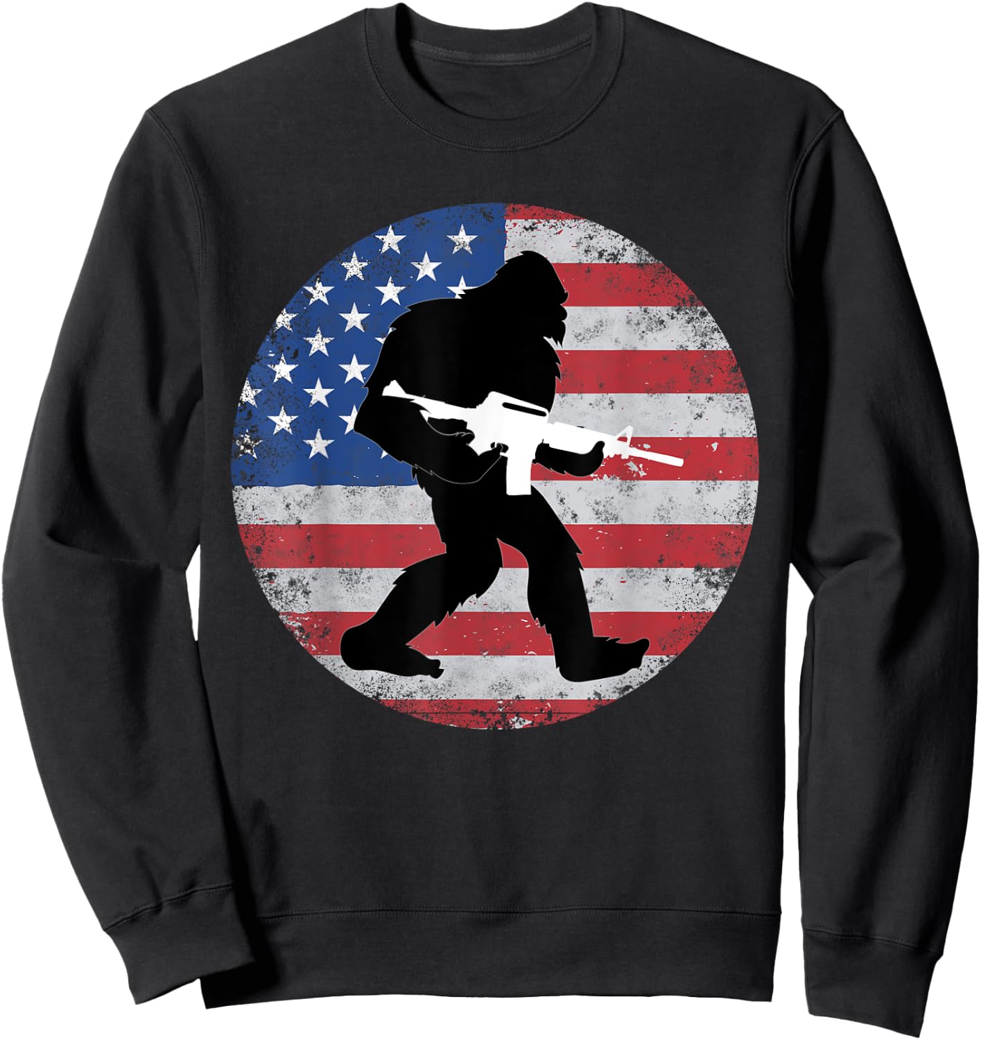 Bigfoot Gun Owner US American Flag Sasquatch AR15 Rifle Men Sweatshirt - Sweatshirt | Black