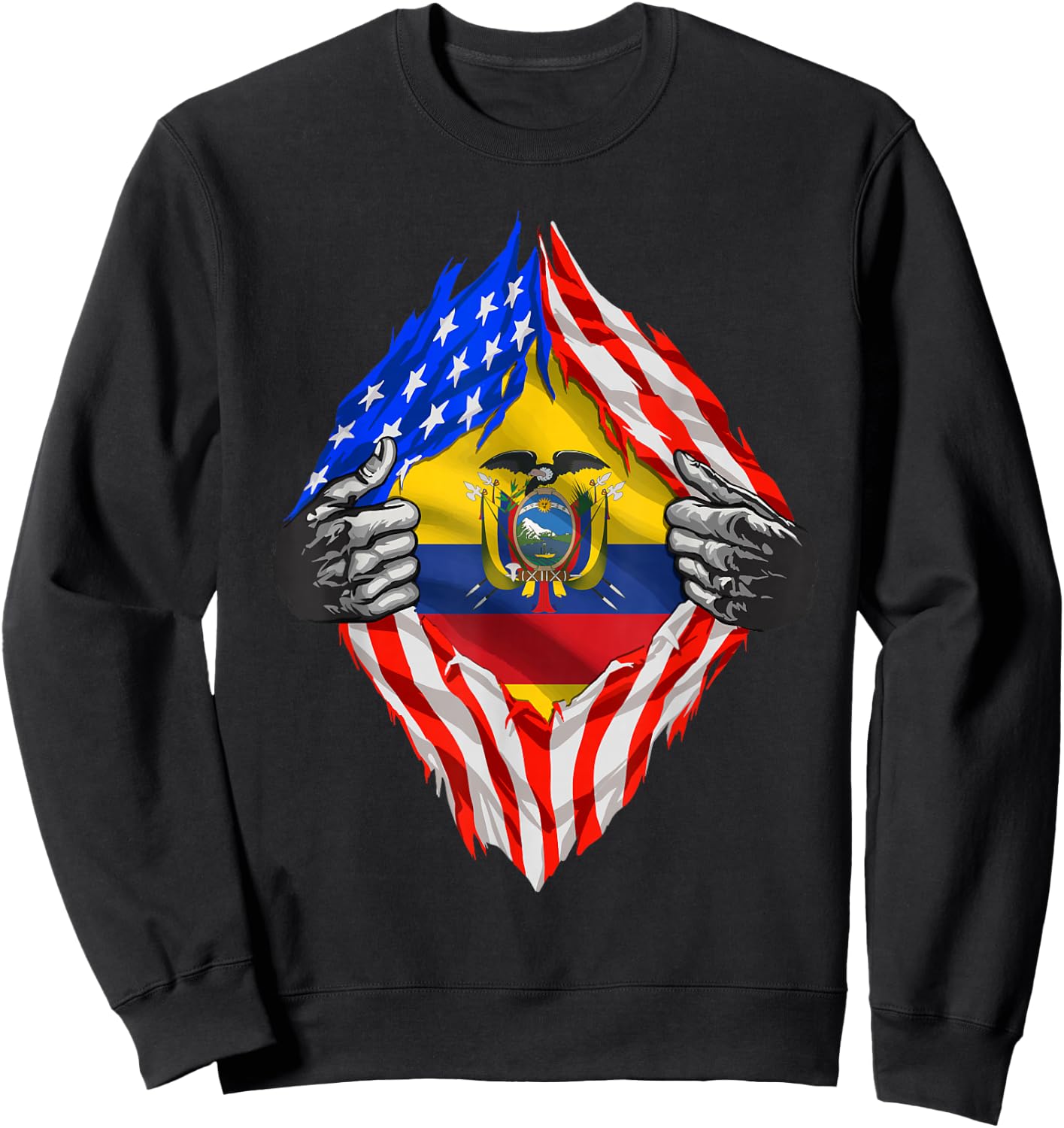 Ecuador Shirt USA American Ecuadorian Flag Roots Heritage Sweatshirt - Sweatshirt | Black