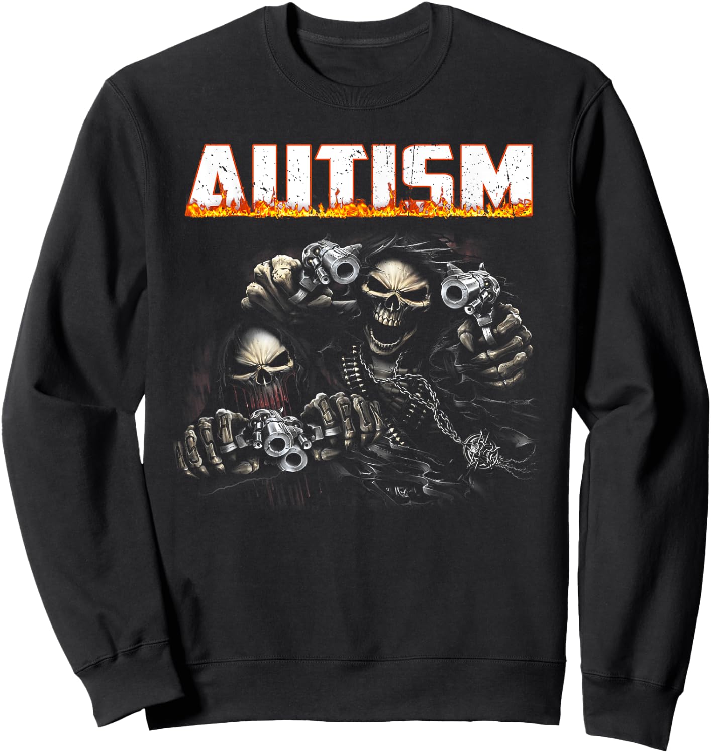 Funny Autism Skeleton Meme Halloween Costume Spooky Season Sweatshirt - Sweatshirt | Black
