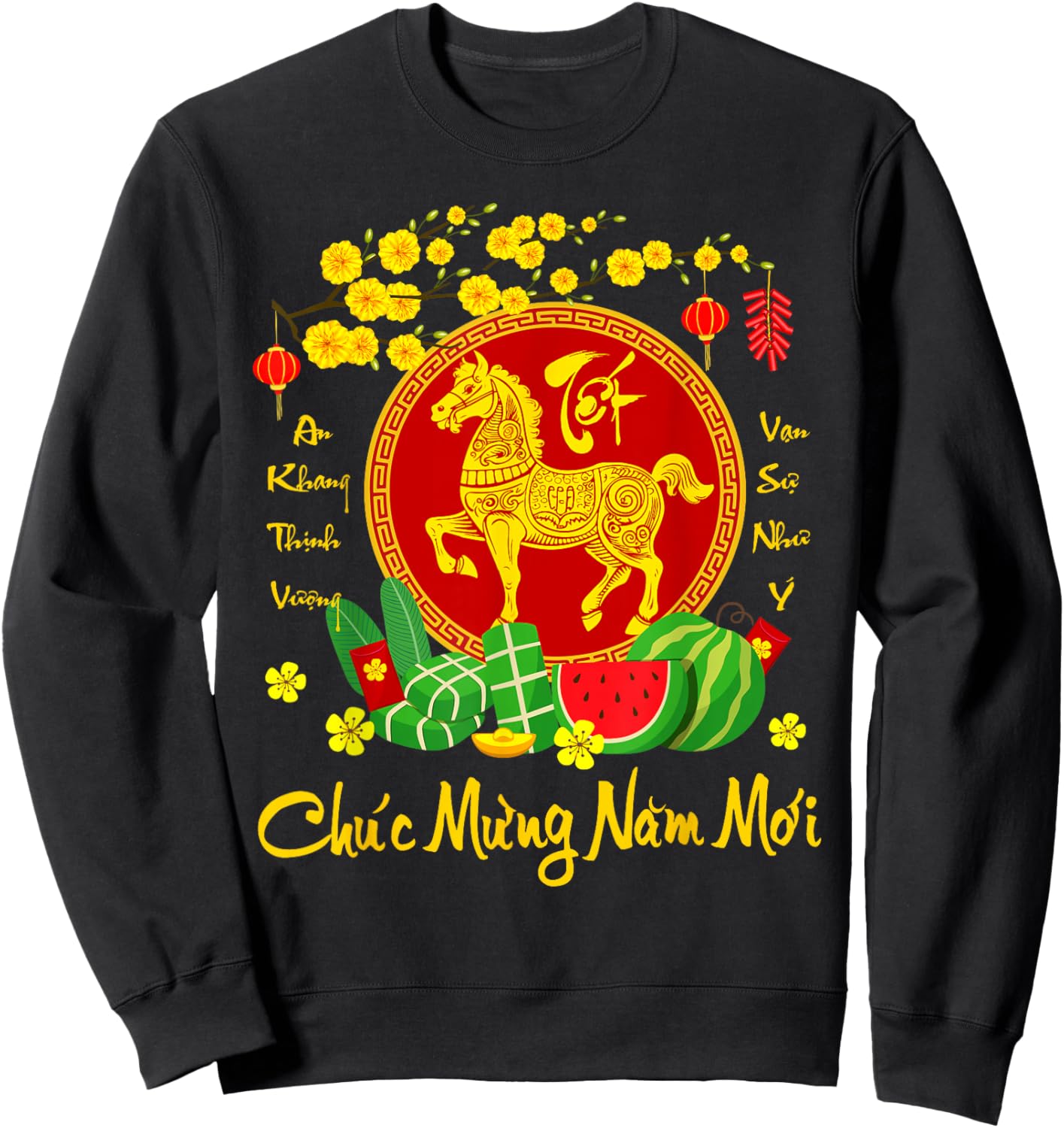 Vietnamese Lunar New Year 2026 Tet Viet Chuc Mung Nam Moi Sweatshirt - Sweatshirt | Black
