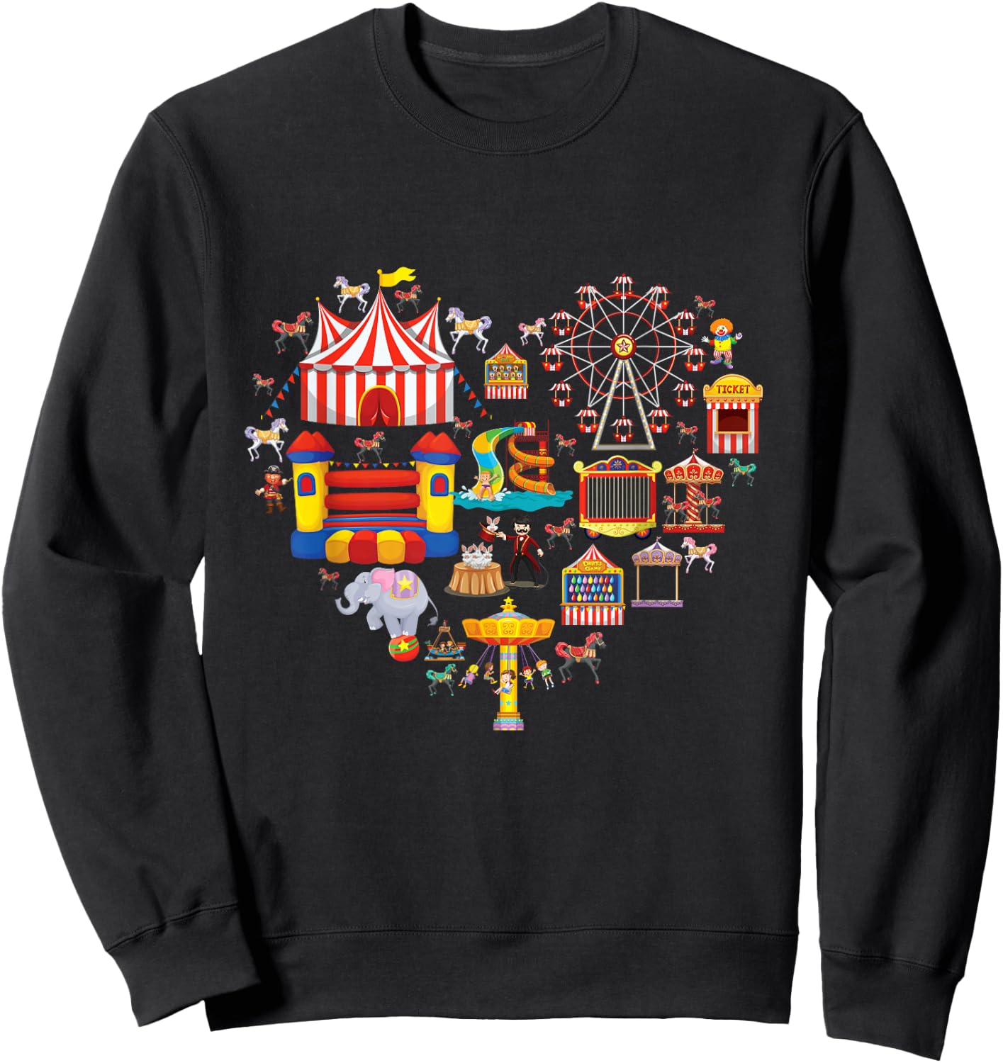Circus Love Heart Ringmaster Party Circus Men Women Kids boy Small Sweatshirt - Sweatshirt | Black