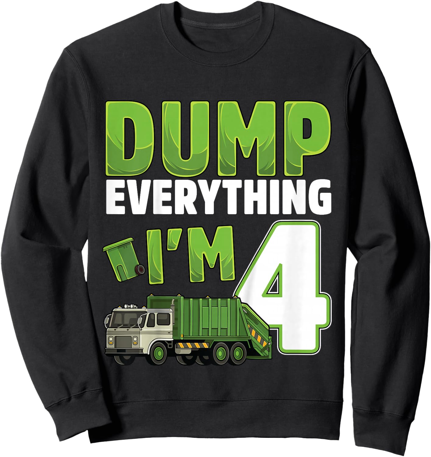 Kids Recycling Trash 4 Year Old Garbage Truck 4th Birthday Boy Sweatshirt - Sweatshirt | Black