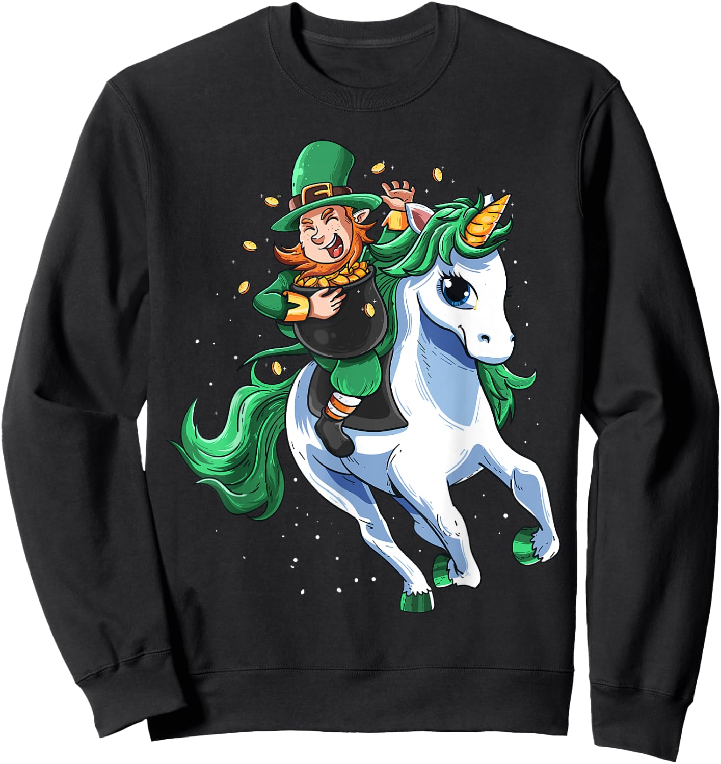 Lepricorn Leprechaun Unicorn Boy Girl St Patrick's Day Sweatshirt - Sweatshirt | Black