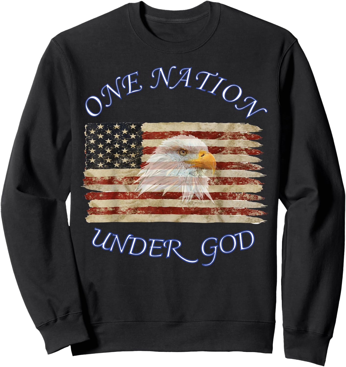One Nation Under God Flag Christian Sweatshirt - Sweatshirt | Black