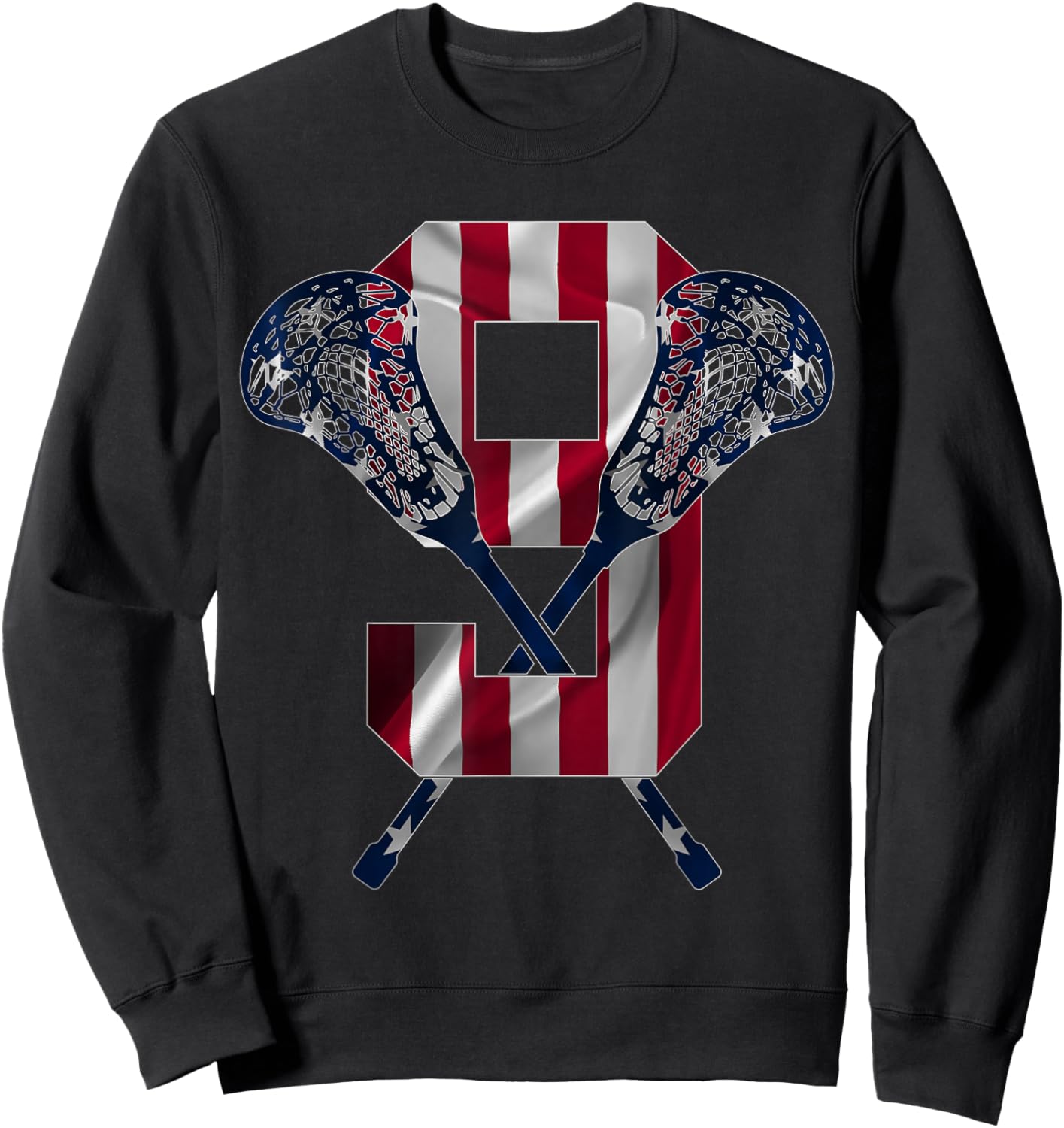 Number 9 Years Lacrosse 9th Birthday Sweatshirt - Sweatshirt | Black