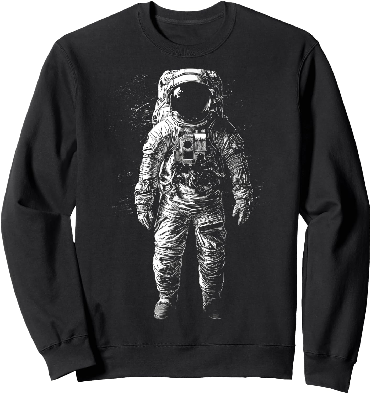 Astronaut Drawing Art Illustration Motif Astronaut Sweatshirt - Sweatshirt | Black
