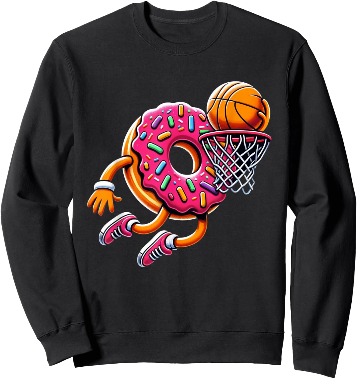 Funny Donut Dunking Basketball Food Champ Sports Donut Sweatshirt - Sweatshirt | Black