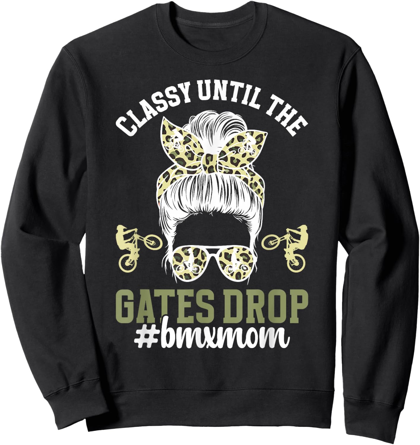Funny BMX Mom On Mother's Day Women's Black Cotton Polyester BMX Mom , Small, , Short Sleeve Sweatshirt - Sweatshirt | Black