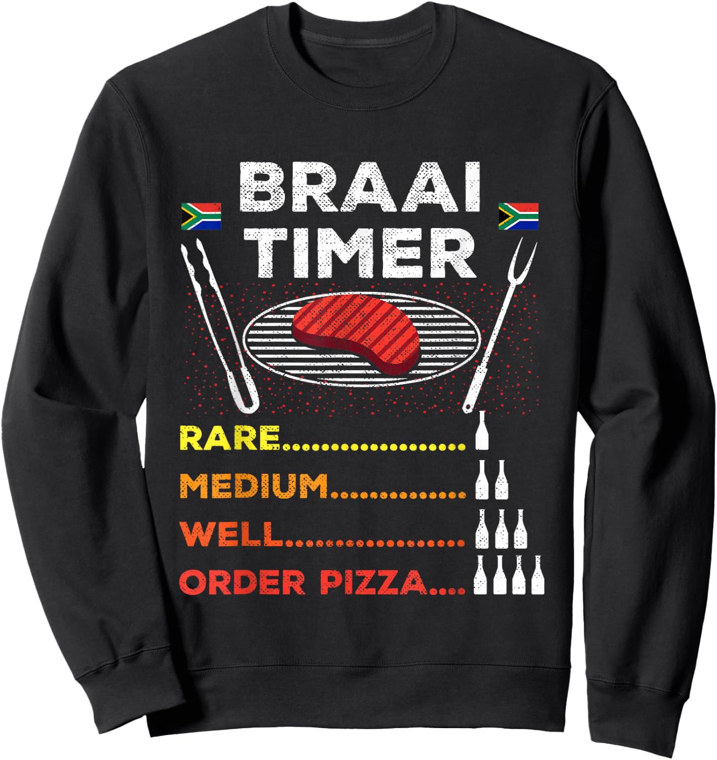 Braai Timer African BBQ Funny Family South Africa Flag Sweatshirt - Sweatshirt | Black