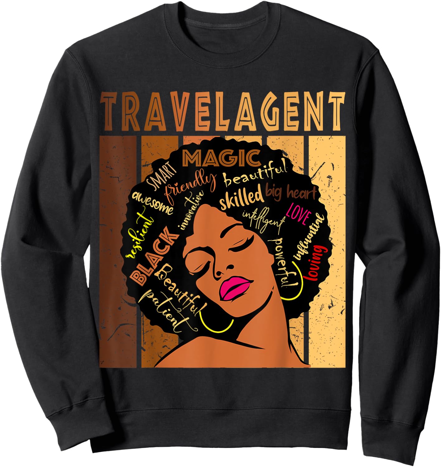 Black Travel Agent Strong Afro African American Women Sweatshirt - Sweatshirt | Black