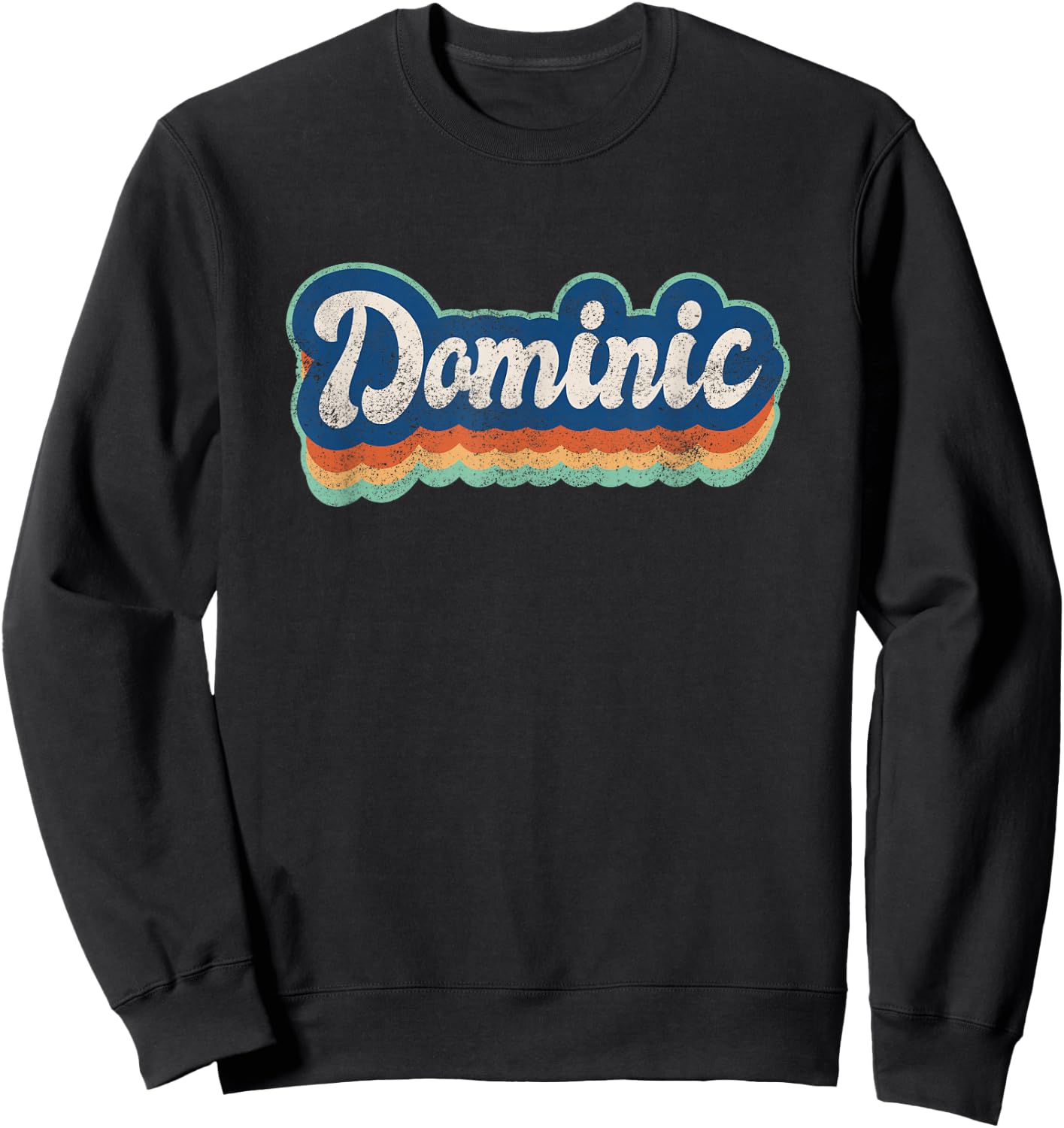Dominic First Name Boy Vintage Style 70s 80s Personalized Sweatshirt - Sweatshirt | Black