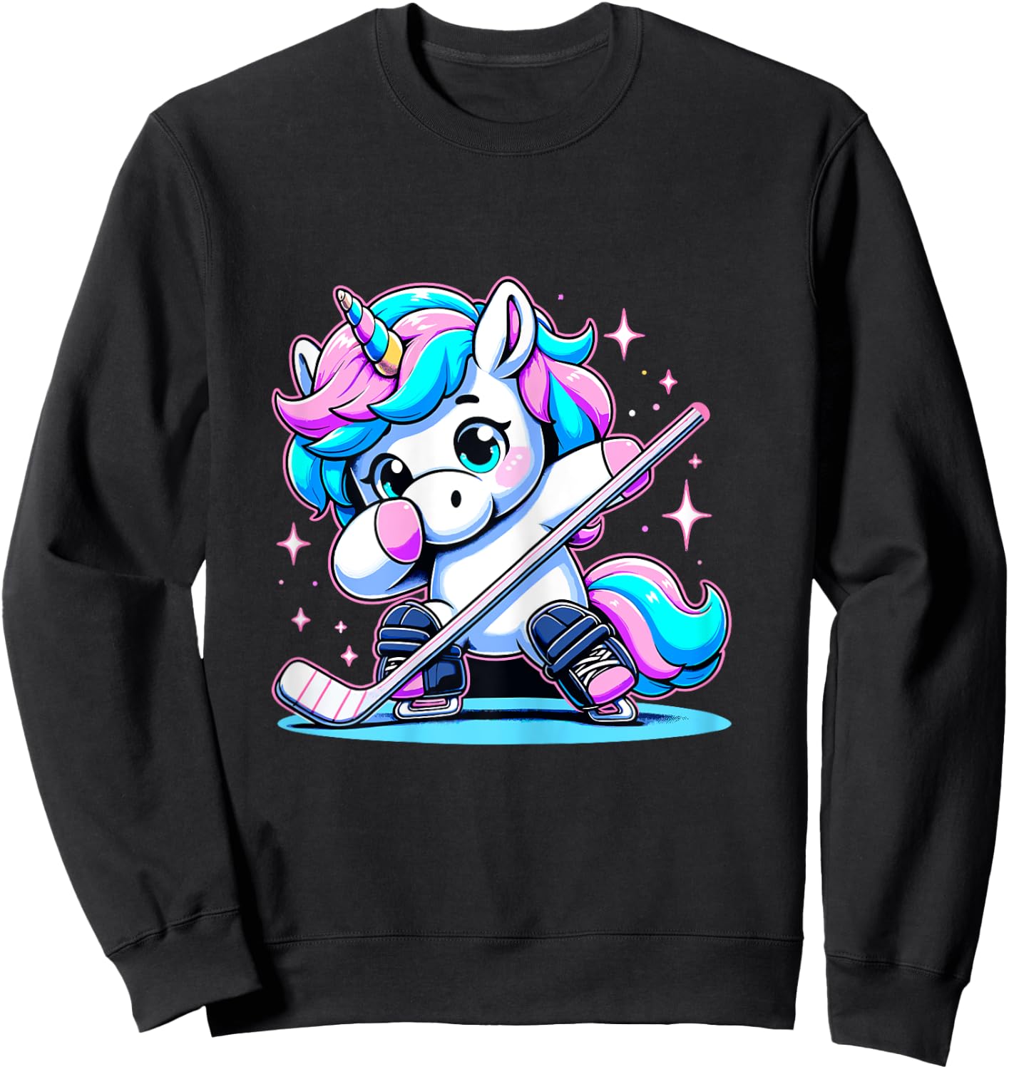 Ice Hockey Unicorn Kawaii Ice Hockey Sister Mom Sweatshirt - Sweatshirt | Black