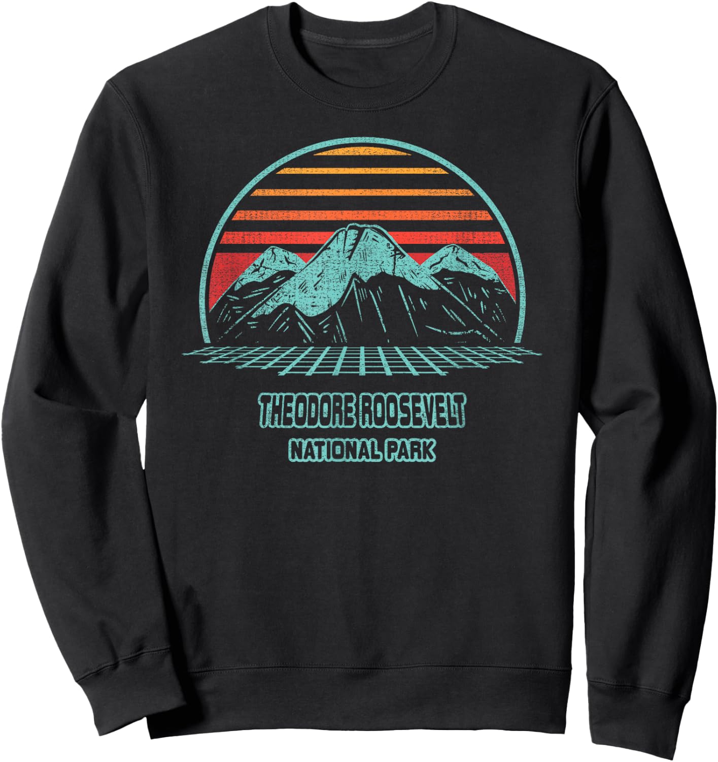 Theodore Roosevelt National Park Retro Hiking Vintage 80s Sweatshirt - Sweatshirt | Black