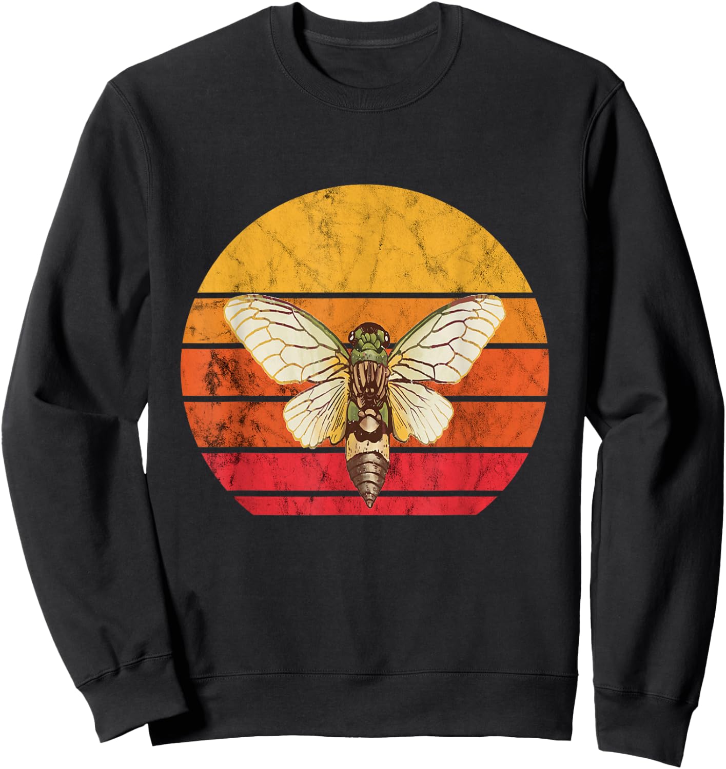 Cicada Brood Vintage Retro Sunset Magicicada Swarm Insect Sweatshirt - Sweatshirt | Black