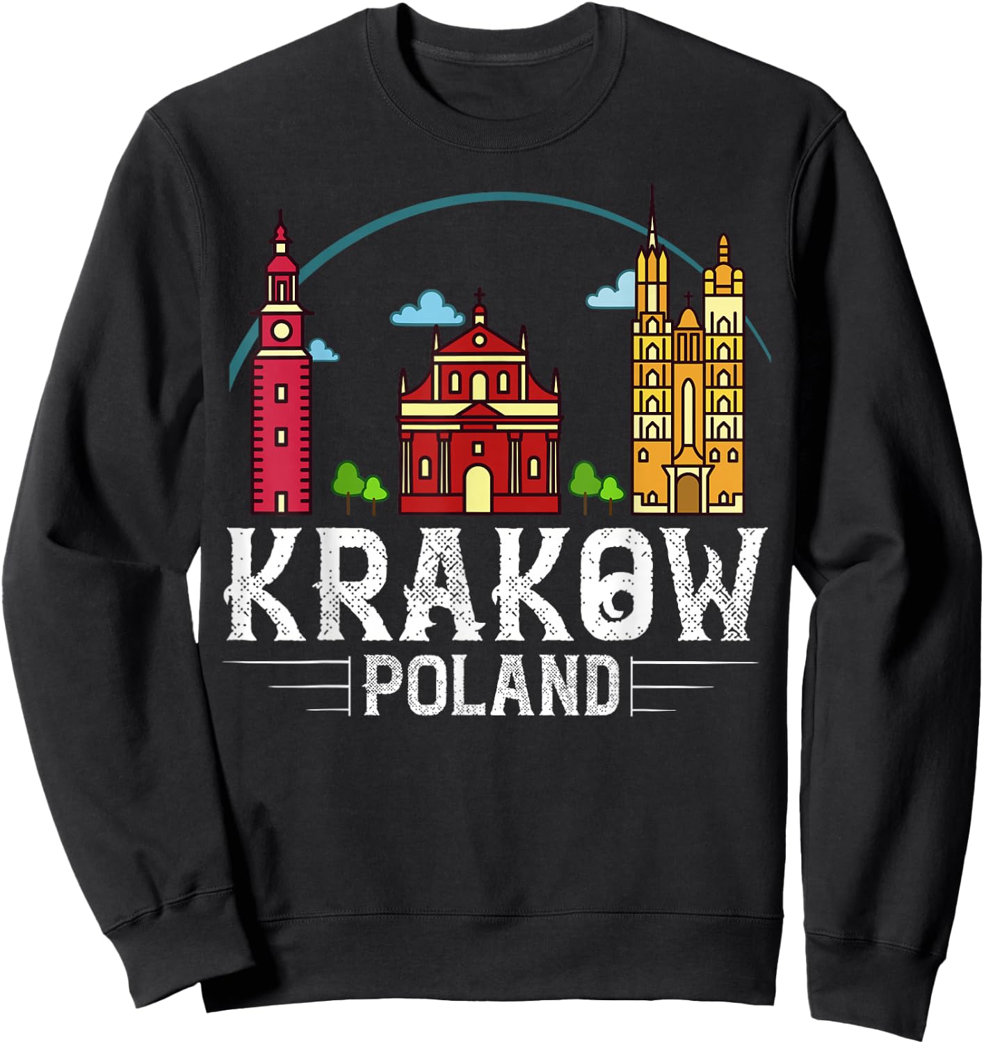 Krakow Poland City Skyline Map Travel Sweatshirt - Sweatshirt | Black