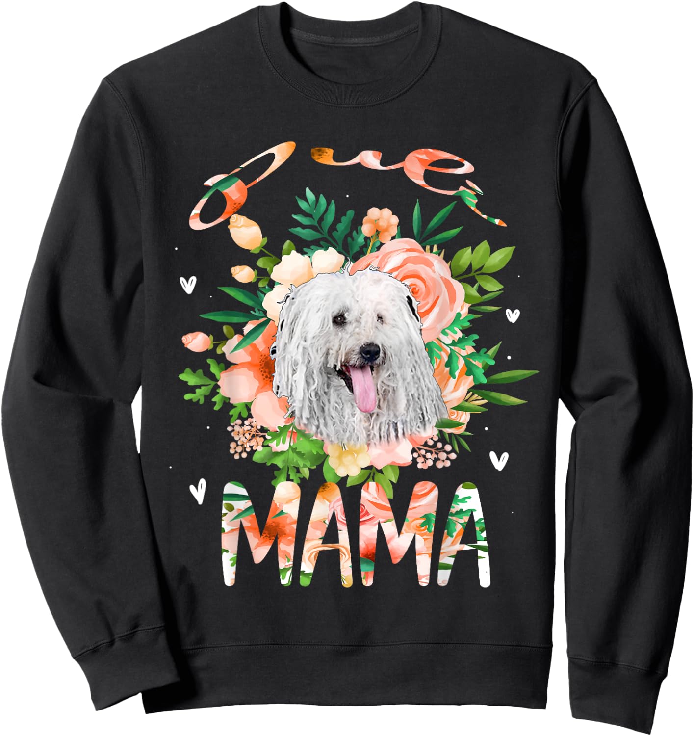 Puli Mama Flower Funny Dog Lover Gift Mama Men Women Kids Sweatshirt - Sweatshirt | Black