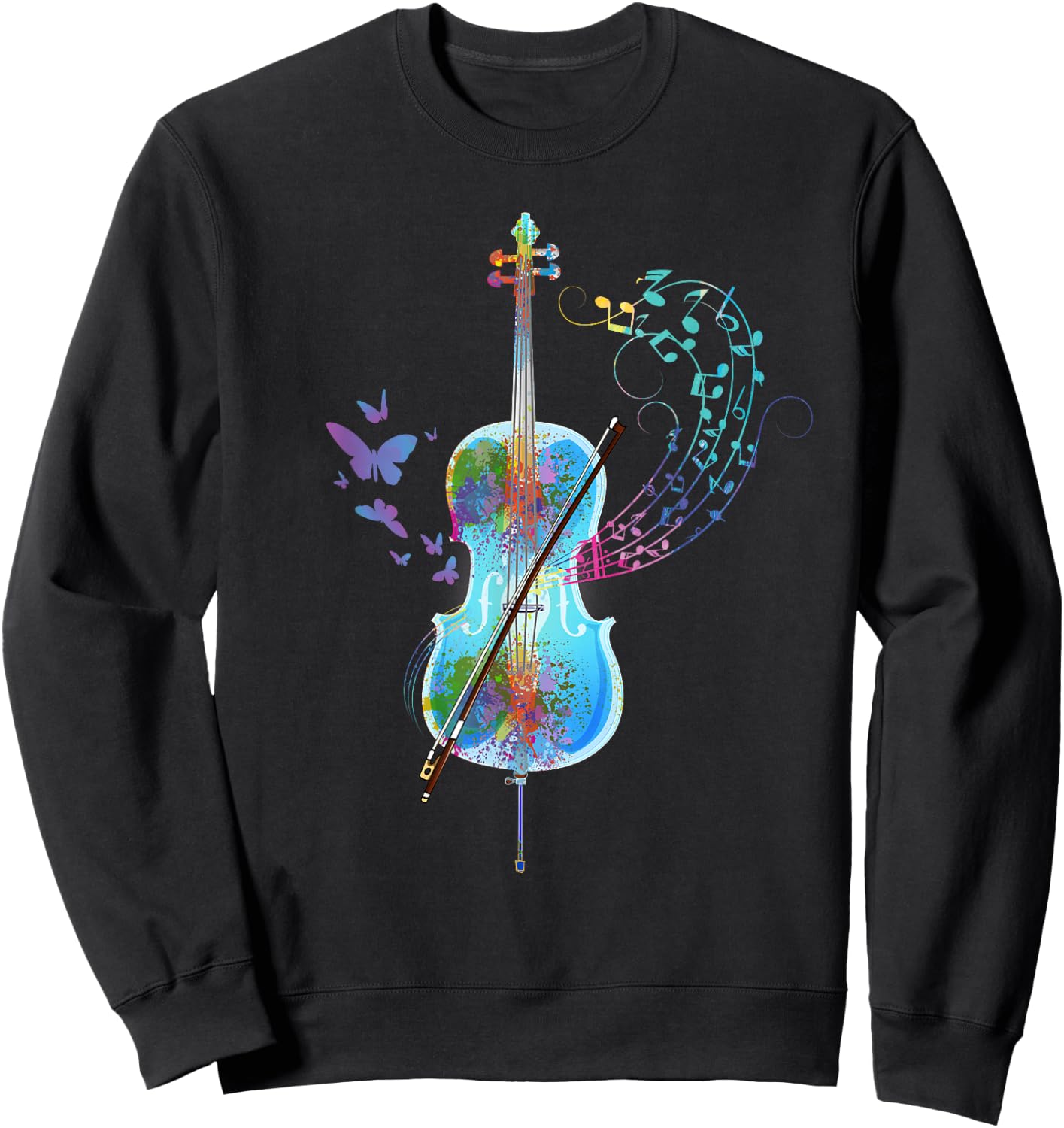 Classical Musical Instrument Colorful Cello Sweatshirt - Sweatshirt | Black