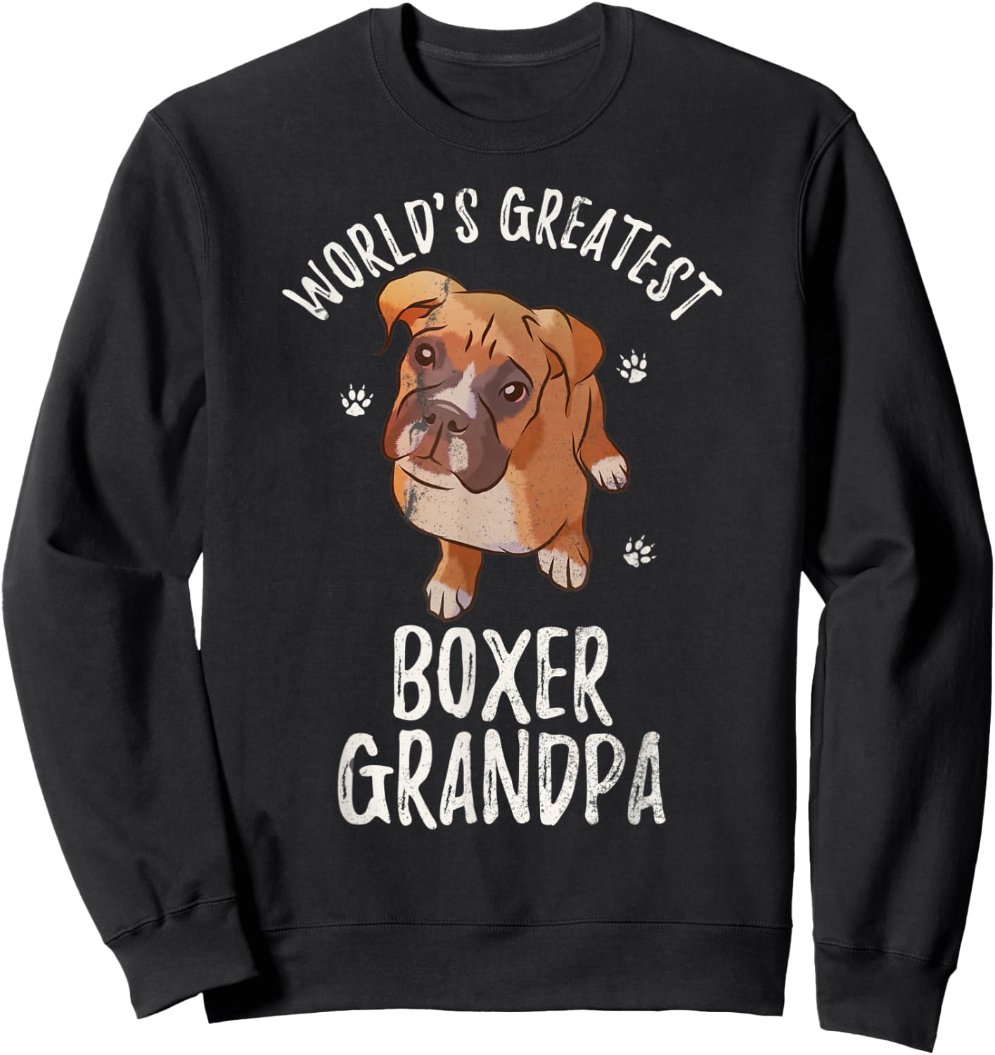 Vintage World's Greatest Boxer Grandpa Funny Puppy Pet Lover Sweatshirt - Sweatshirt | Black