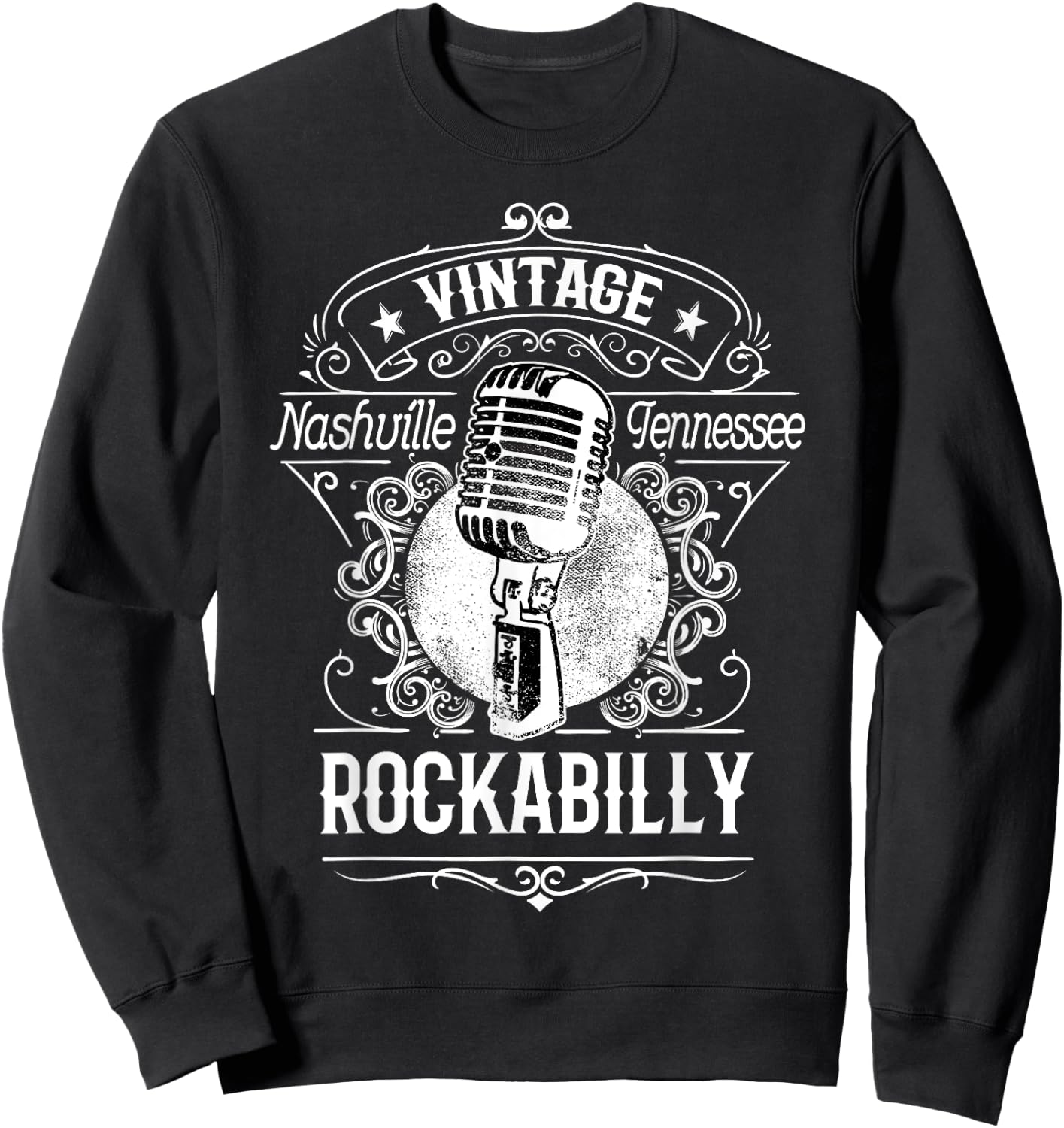 Rockabilly Greaser Vintage Nashville Retro Tennessee Sweatshirt - Sweatshirt | Black