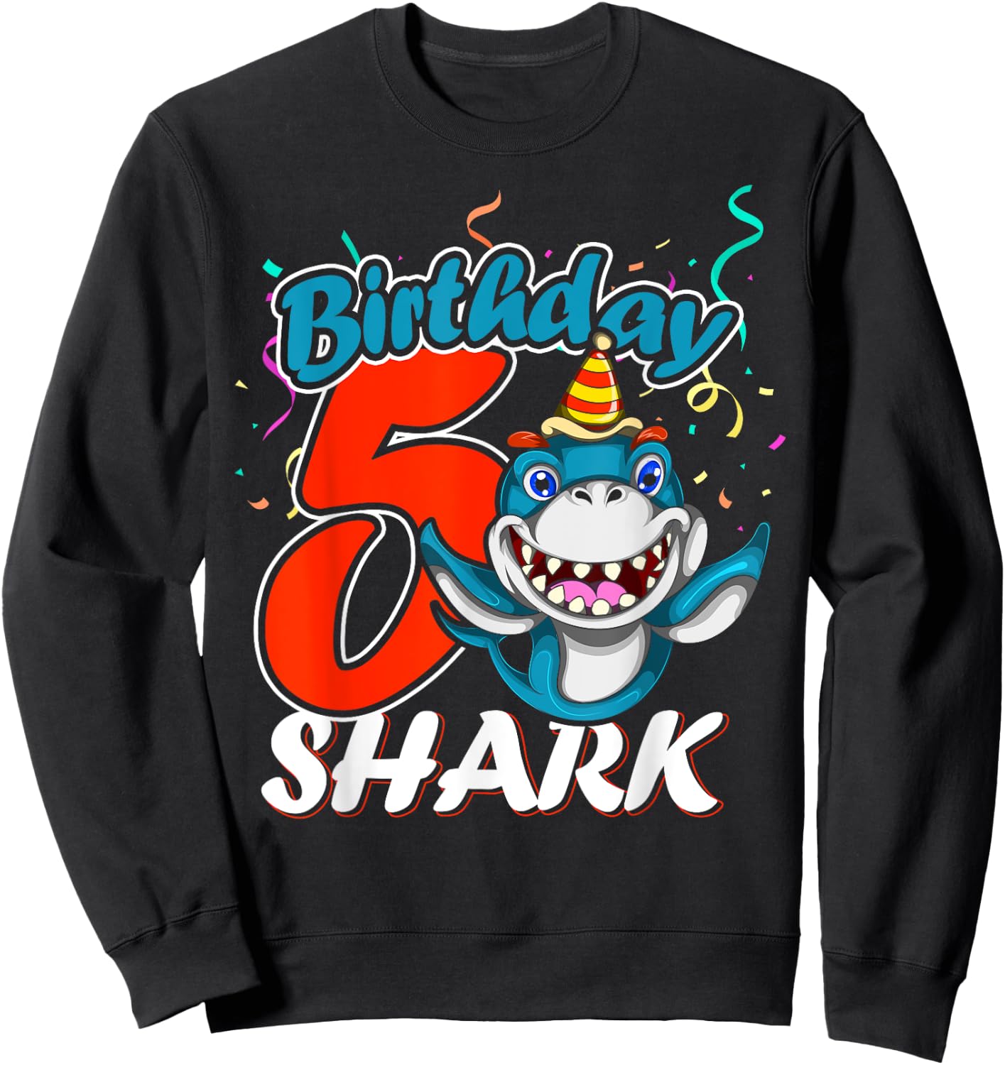 5 Years Old Birthday Shark Boy Gifts 5 Birthday Sweatshirt - Sweatshirt | Black