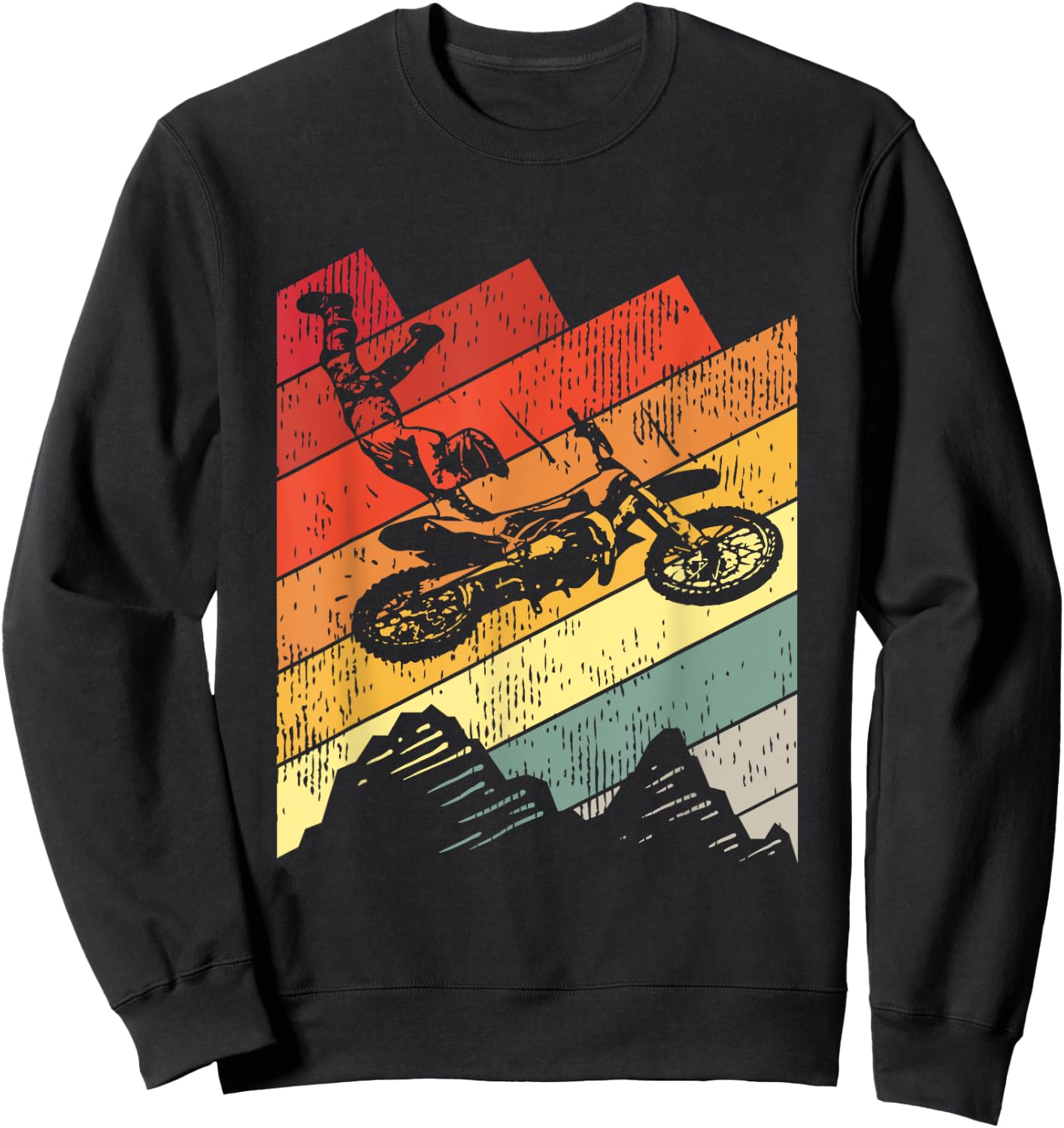 Motocross Biker Vintage Gift Racing Retro Dirt Bike Sweatshirt - Sweatshirt | Black